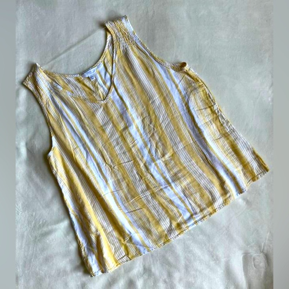 Time & Tru Yellow/White Stripe Tank Size L